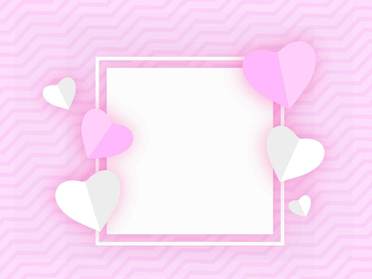 Paper Hearts Shape Decorated on Purple Wavy Striped Background with Space for your Message. vector