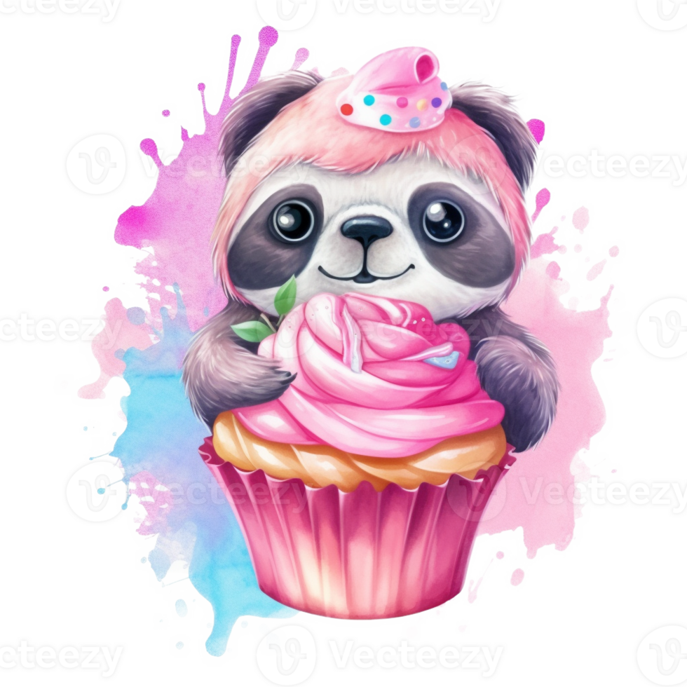 Cup Cake Sloth Pink Subliamtion Design, png