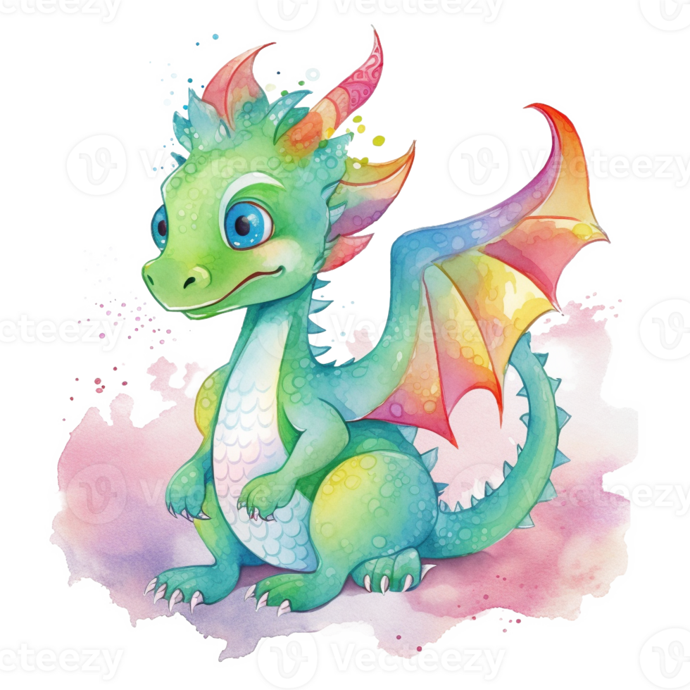 Watercolor Dragon Sublimation Design, png
