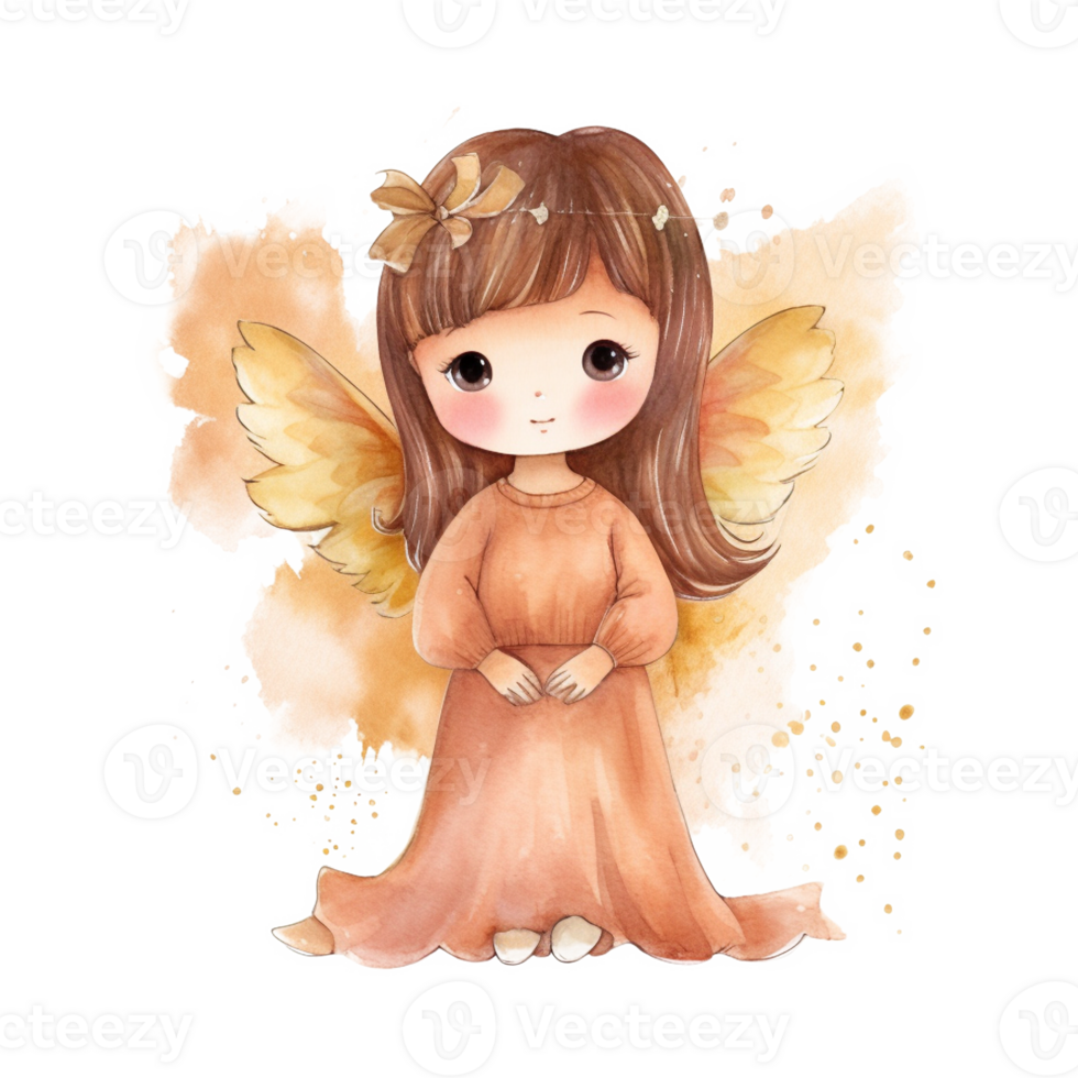 Little Girl Angel Watercolor Art, png