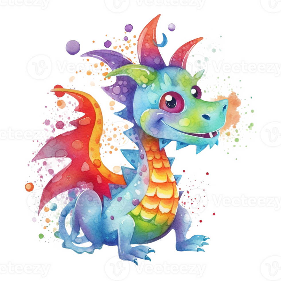 Watercolor Dragon Sublimation Design, png