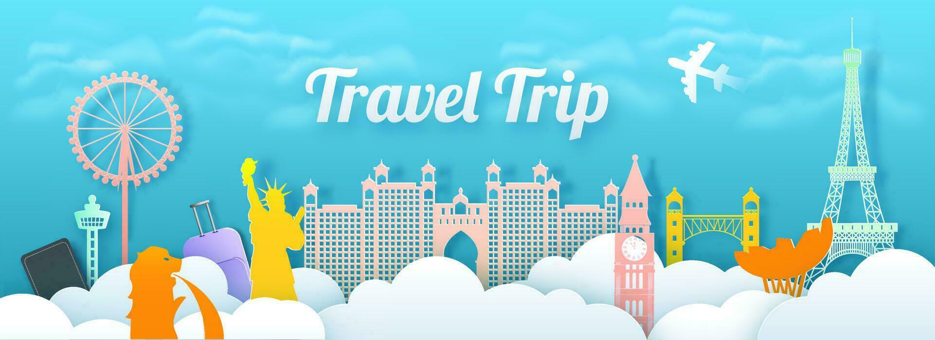 Website Travel Trip header or banner design. vector