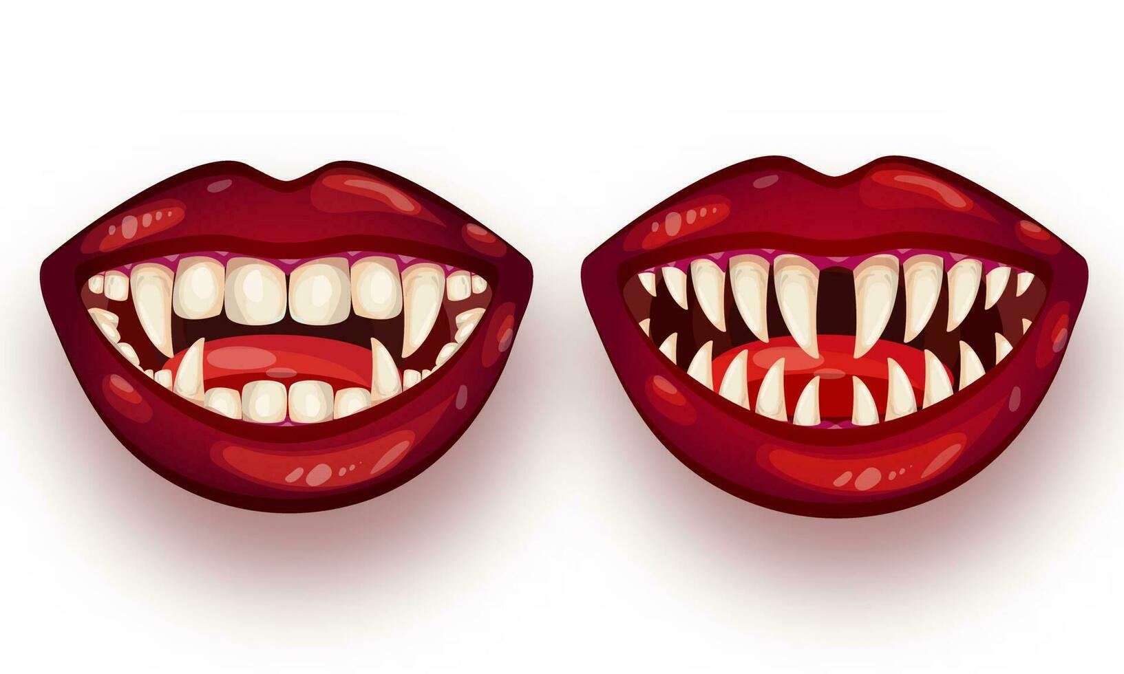 Set of monster mouth on white background. vector