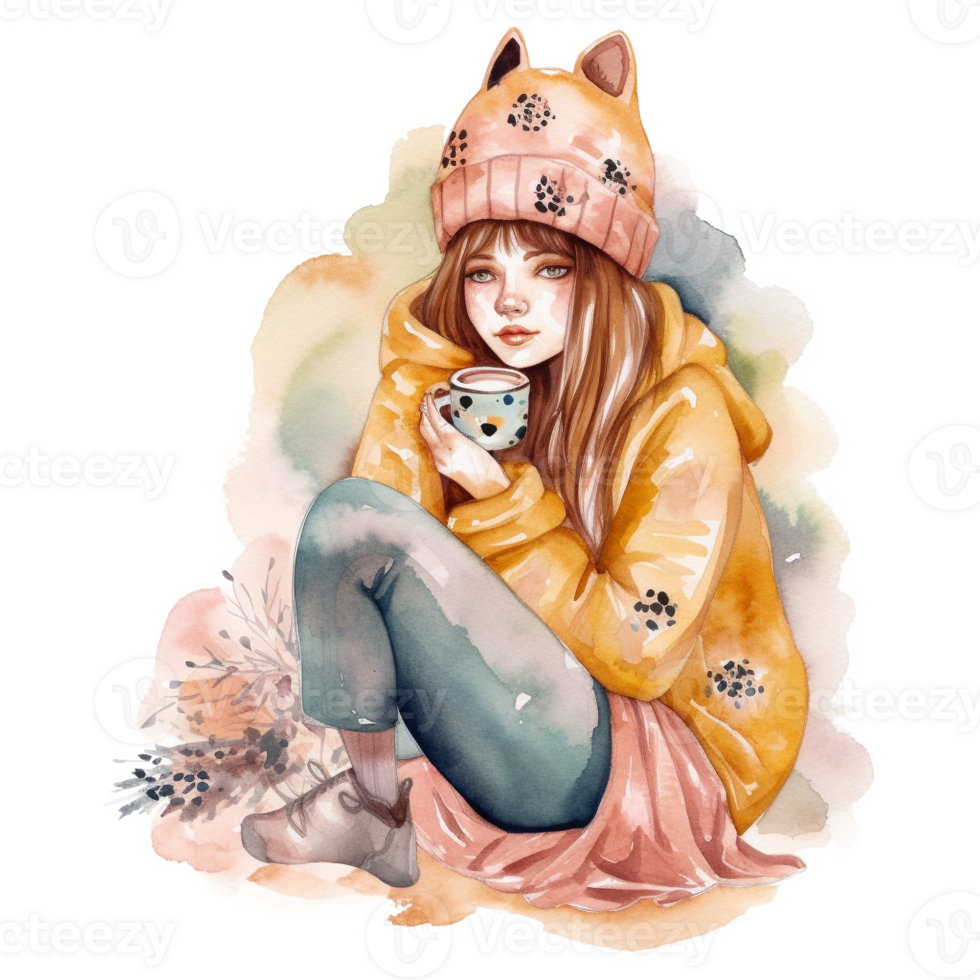 Watercolor Lazy Girl Sublimation Design, png