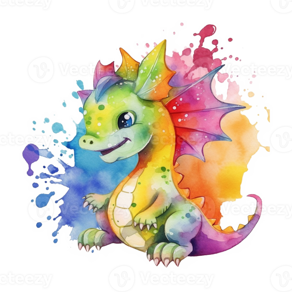 Watercolor Dragon Sublimation Design, png