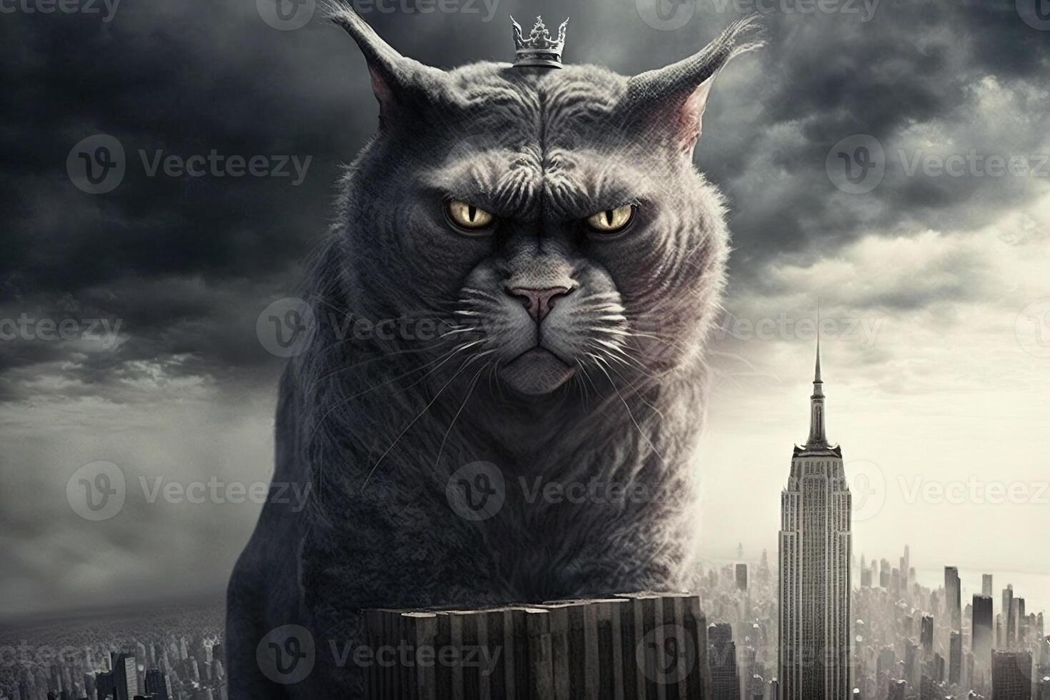 Cat as enormous monkey famous character portrait illustration photo