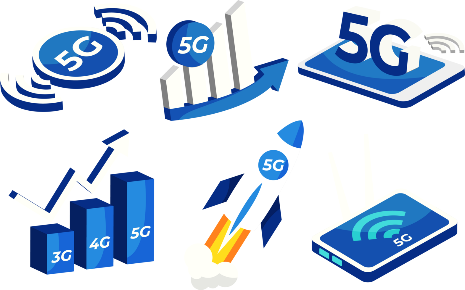 Mobile wireless 5th generation technology element design illustration. 5G wireless network technology concept png