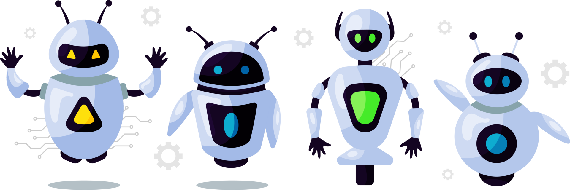 AI technology and cyber character illustration. Futuristic technology service and communication artificial intelligence concept png