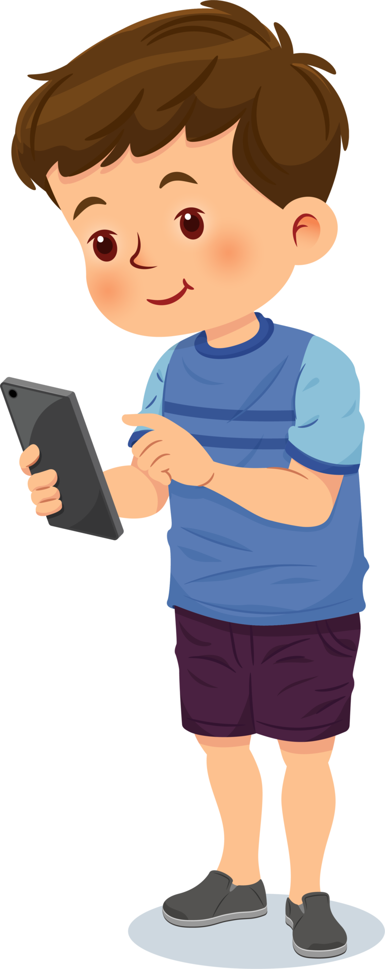 Cute little boy using mobile phone 23958401 PNG