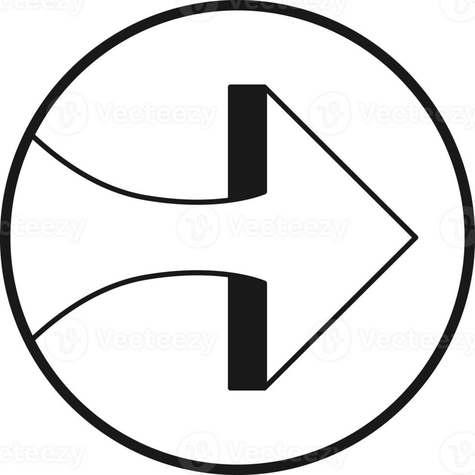 Arrow symbol. Turn right. Transparent flat design element. png