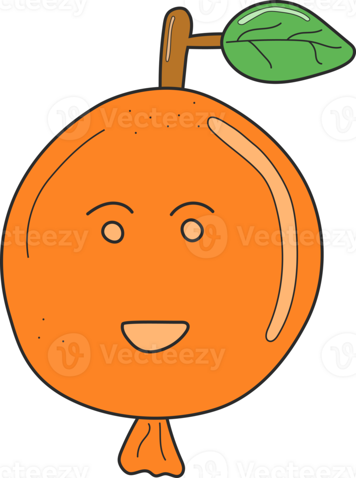 Cute orange balloon isolated on transparent background. png