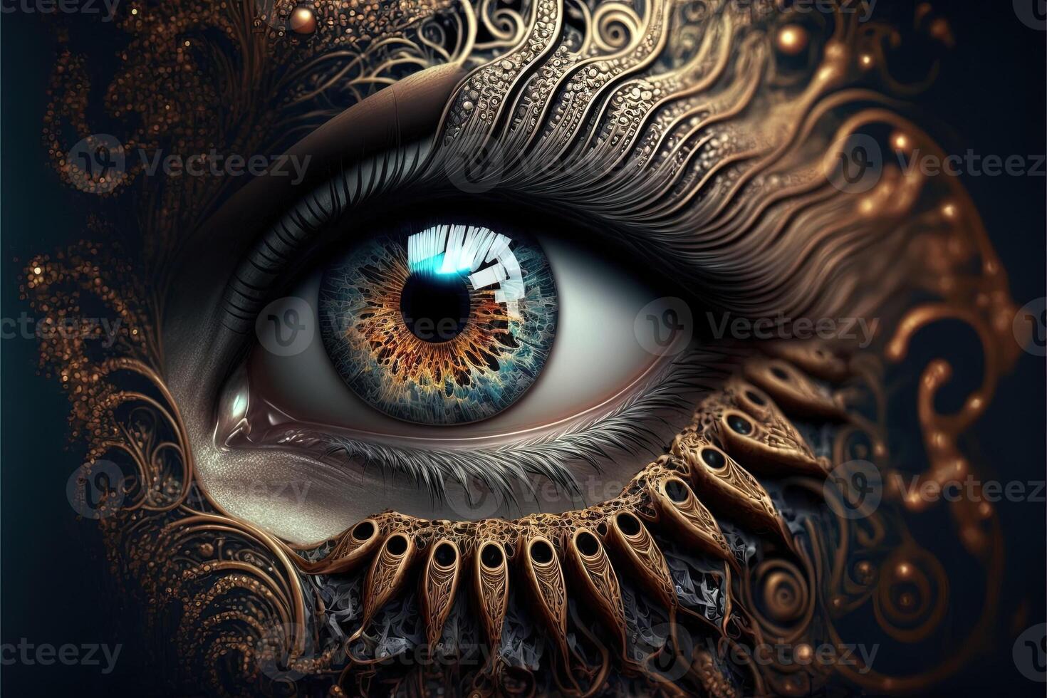 mascara eye maquillage of the future steampunk cyberpunk detail illustration photo