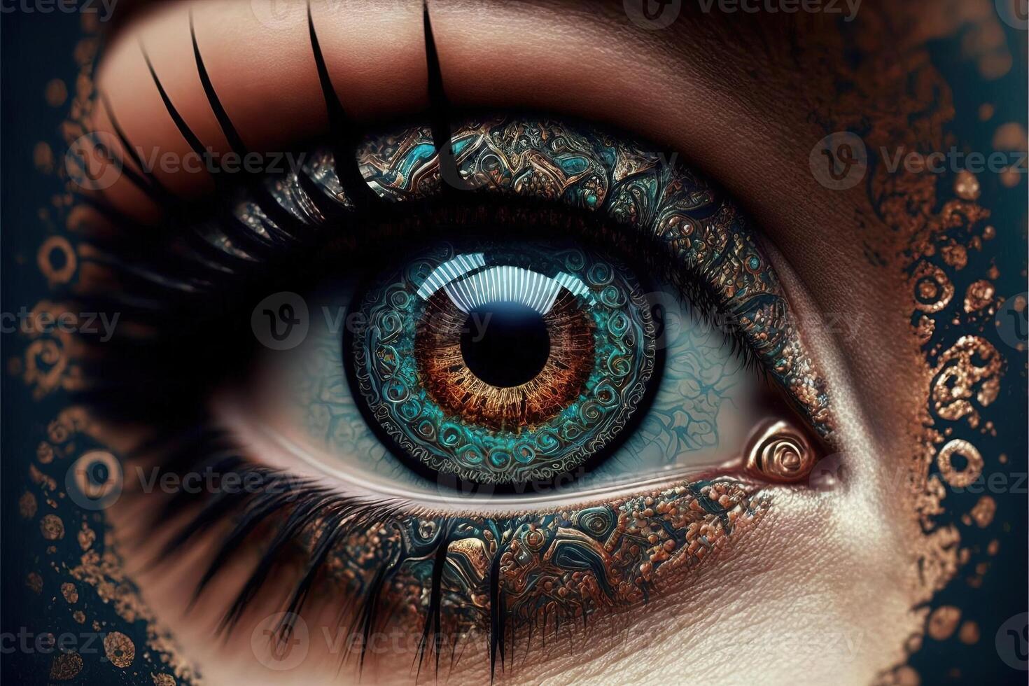 mascara eye maquillage of the future steampunk cyberpunk detail illustration photo