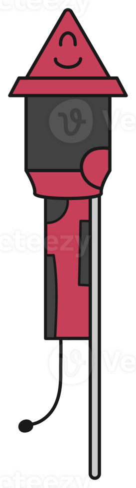 Cute firework rocket isolated on transparent background. png