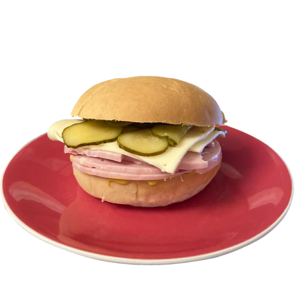 Organic Ham And Cheese Sandwich on a plate 23958987 PNG