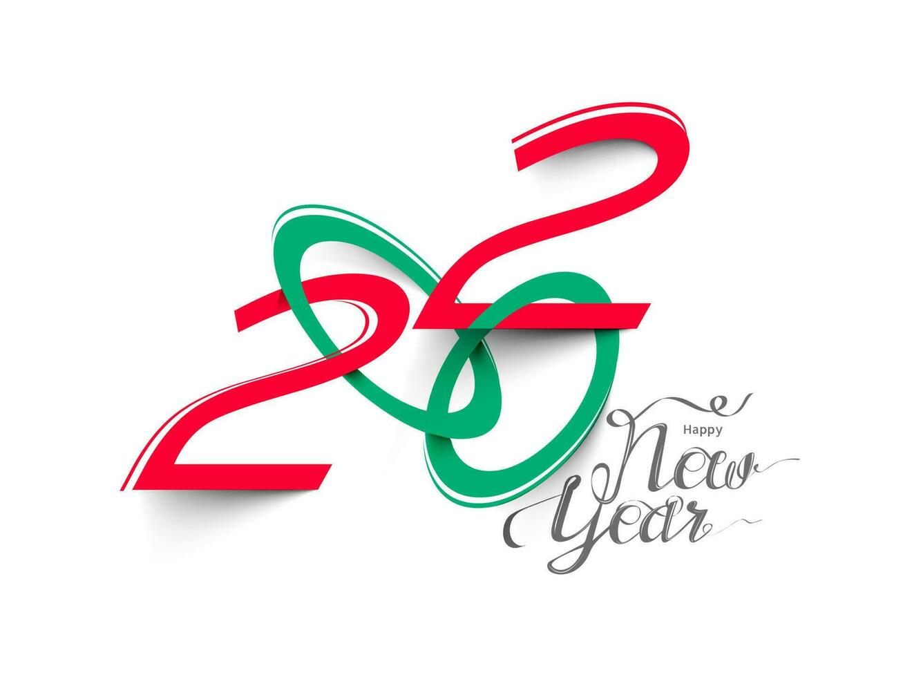 Paper cut text of 2020 in green and red color on white background for Happy New Year celebration. vector