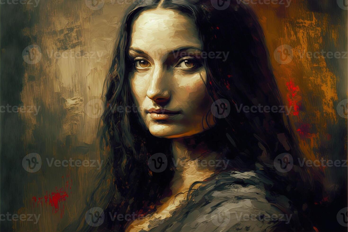 modern style mona lisa portrait illustration photo