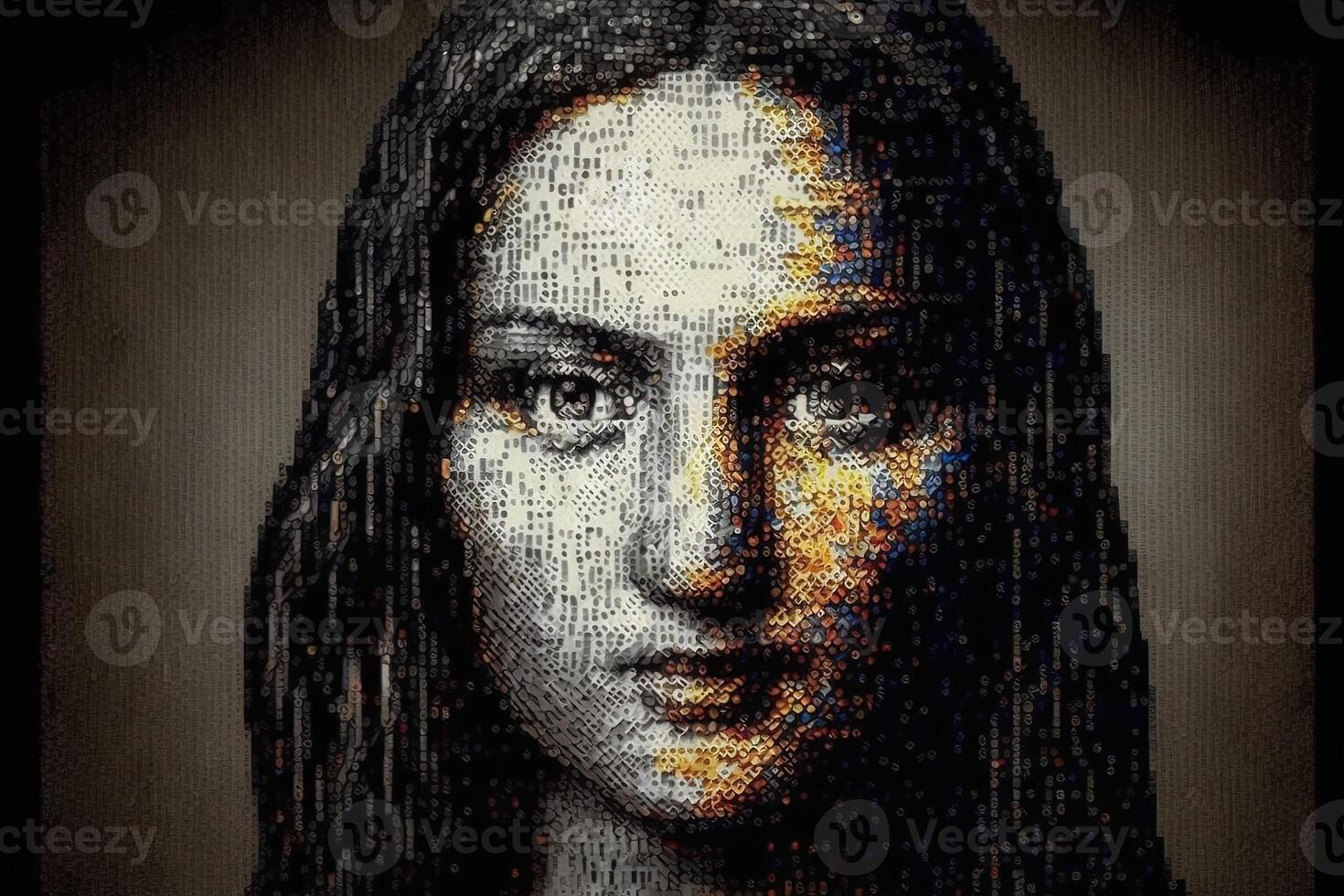 mona lisa pixel painting illustration photo