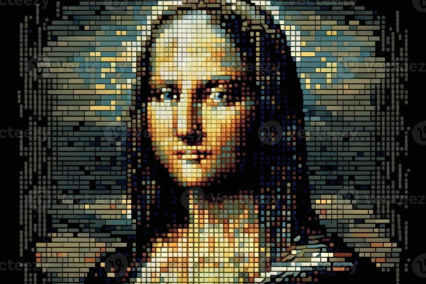 mona lisa pixel painting illustration photo