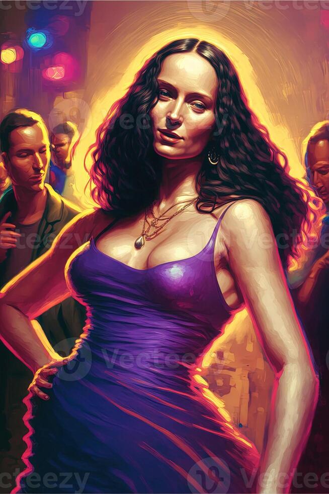 modern dancing mona lisa portrait illustration photo