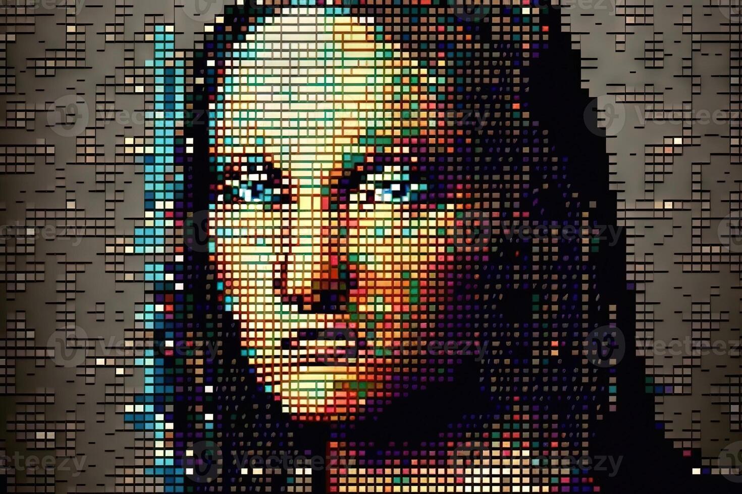 mona lisa pixel painting illustration photo