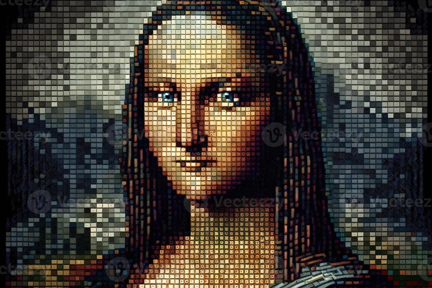 mona lisa pixel painting illustration photo