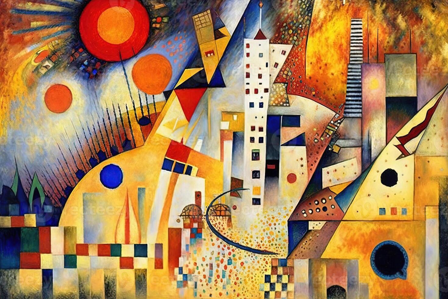 Wassily Kandinsky style imaginary representation new york city if painted by artist illustration photo