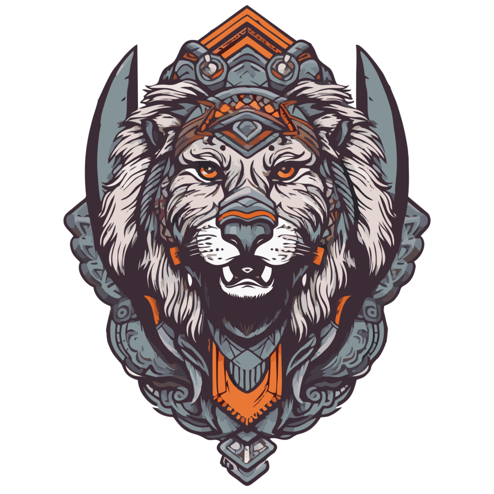 Wolf head with helmet and sword png