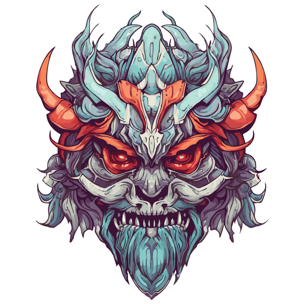 Skull of a demon with horns png