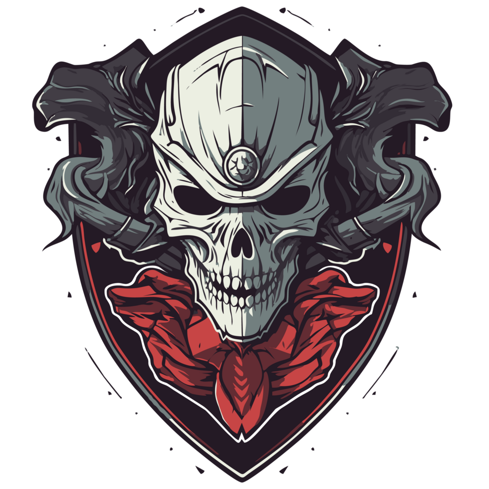 Gothic skull in shield png