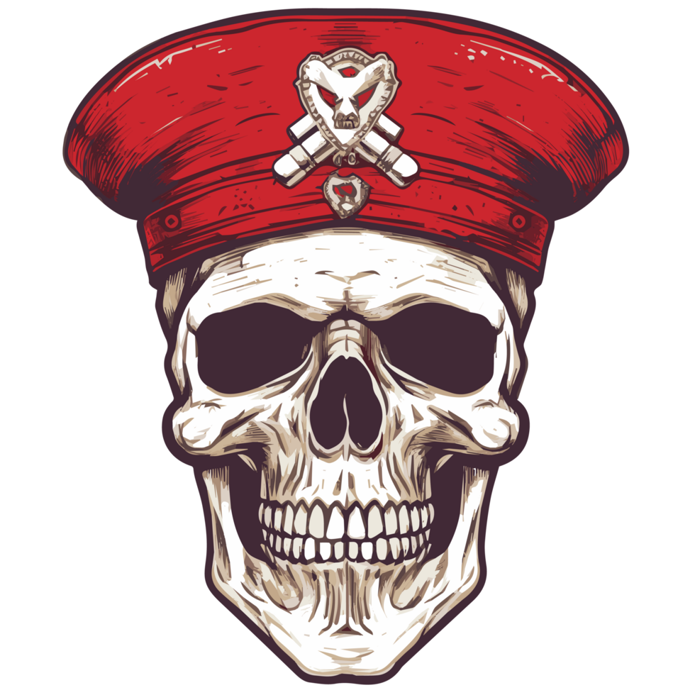 Skull in the hat of the army design for tshirt png