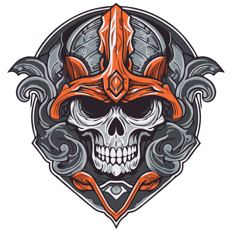 Gothic viking skull with horned helmet png