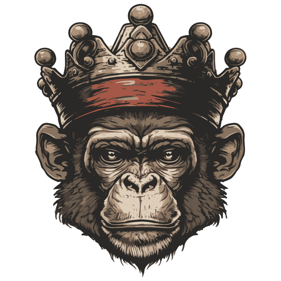 Monkey wearing a crown png