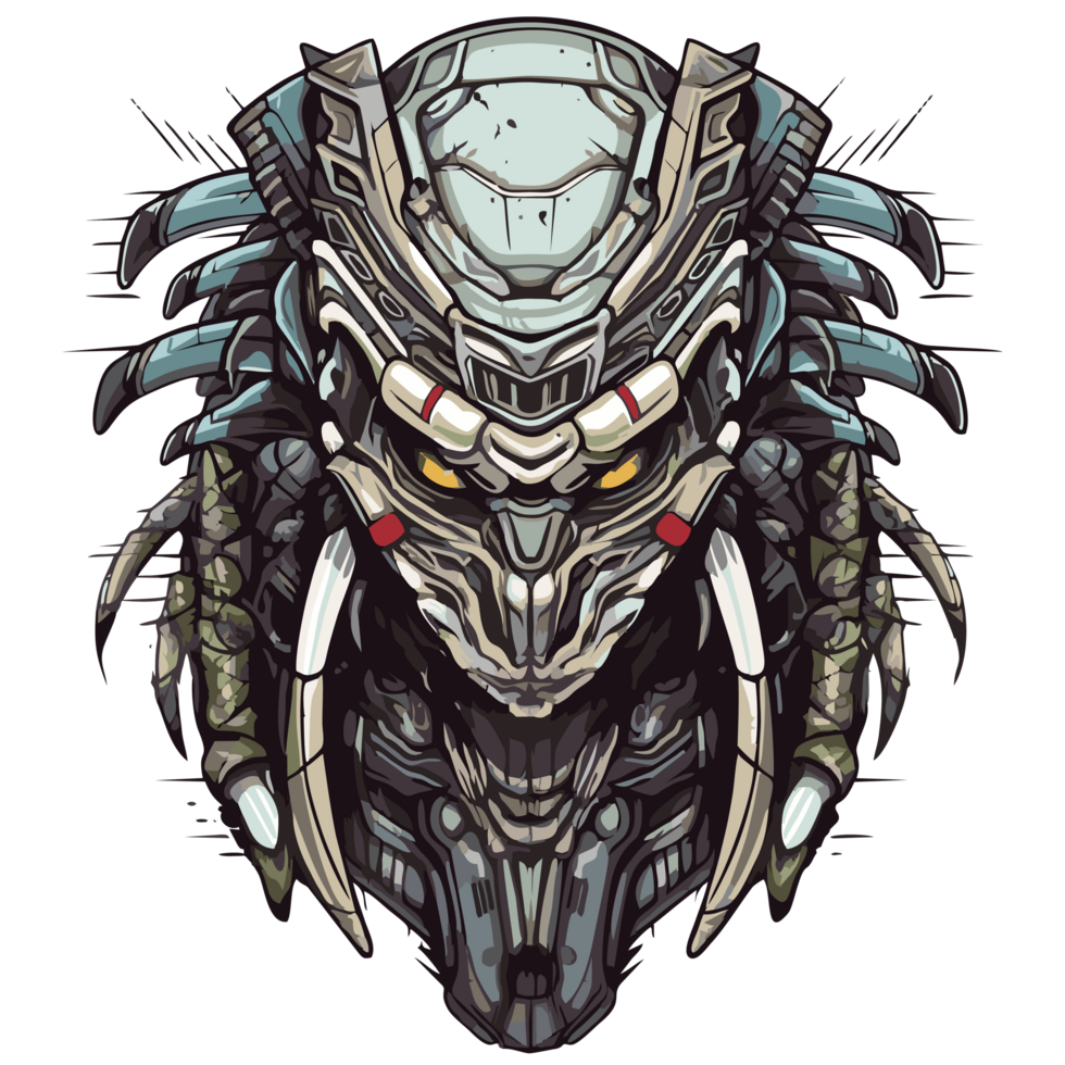 Robot monster warrior head illustration png