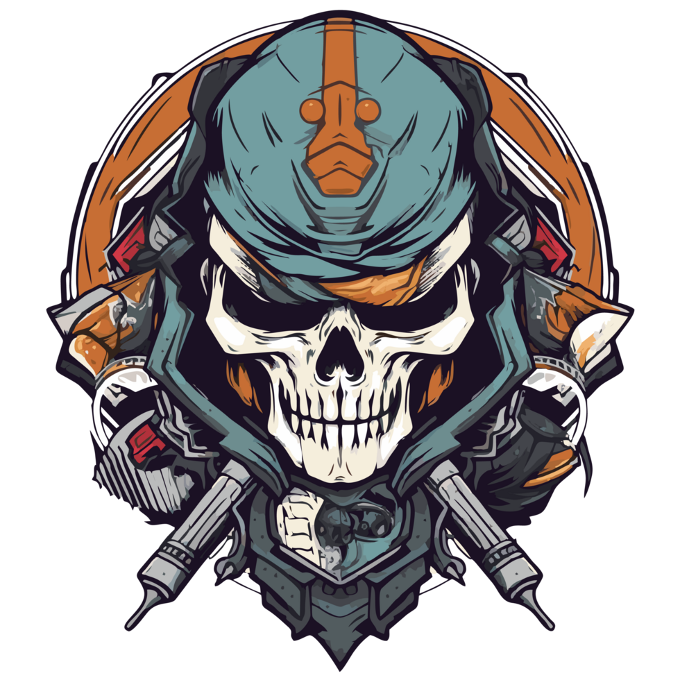 Skull in military design for tshirt png