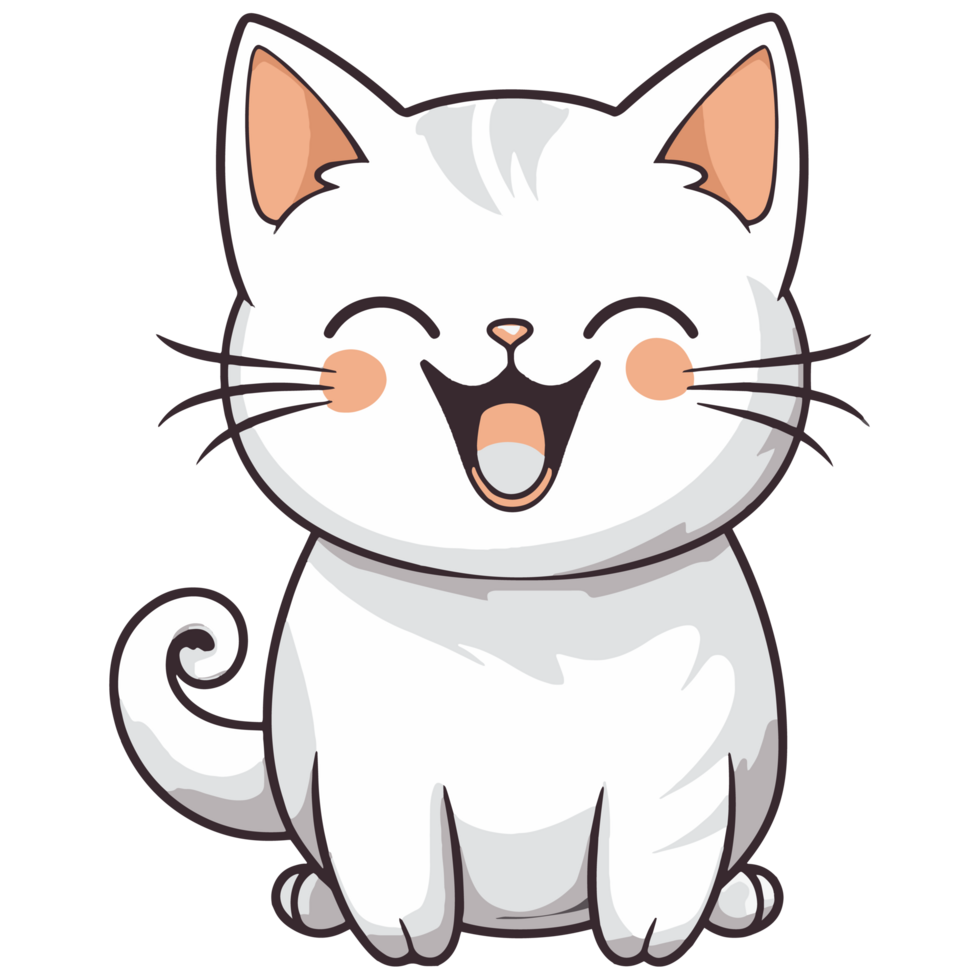 Cute cat laughing happily png