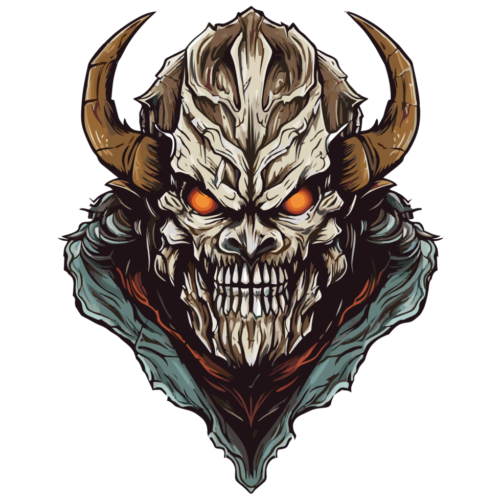 Skull of the demon with horns png