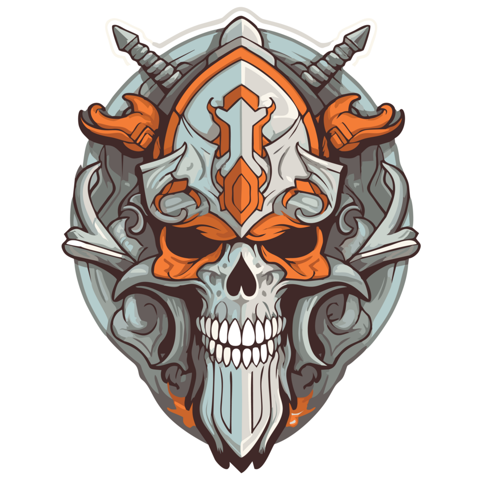 Skull in the helmet of a viking warrior png