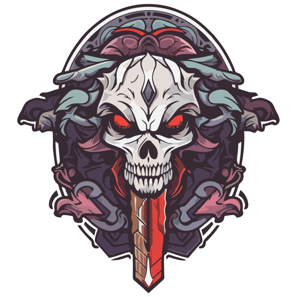 Skull with a dagger png