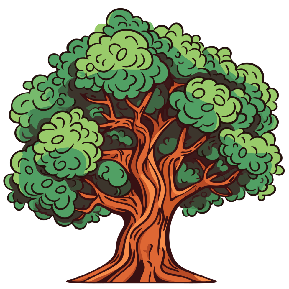 Big tree isolated on transparent background, cartoon style 23959386 PNG