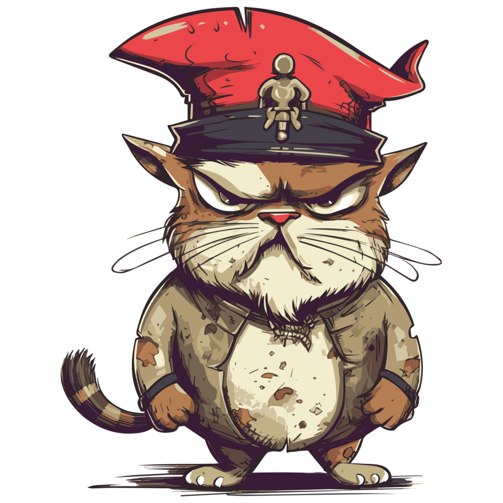 pirata mascota gato en desgastado ropa png