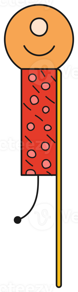 Cute firework rocket isolated on transparent background. png