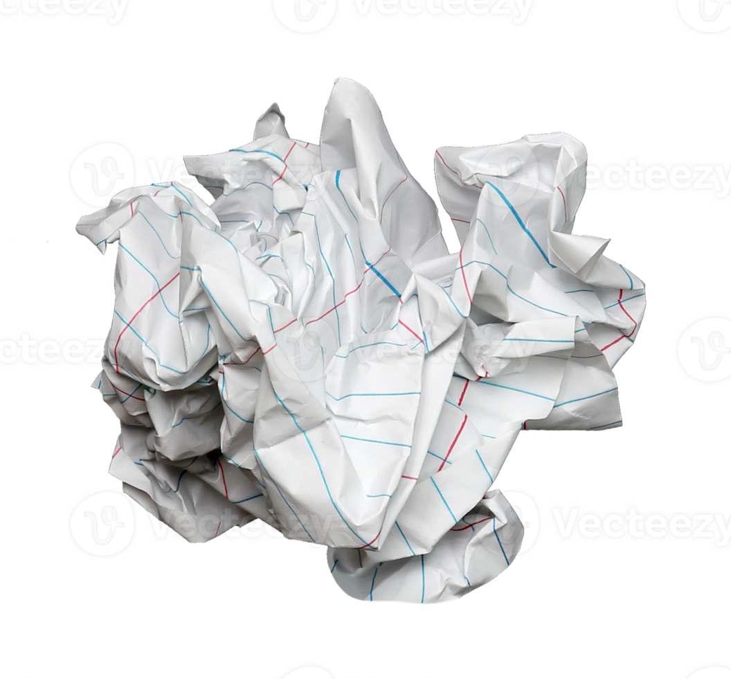 paper ball - Crumpled piece of recycled paper on transparent background png file