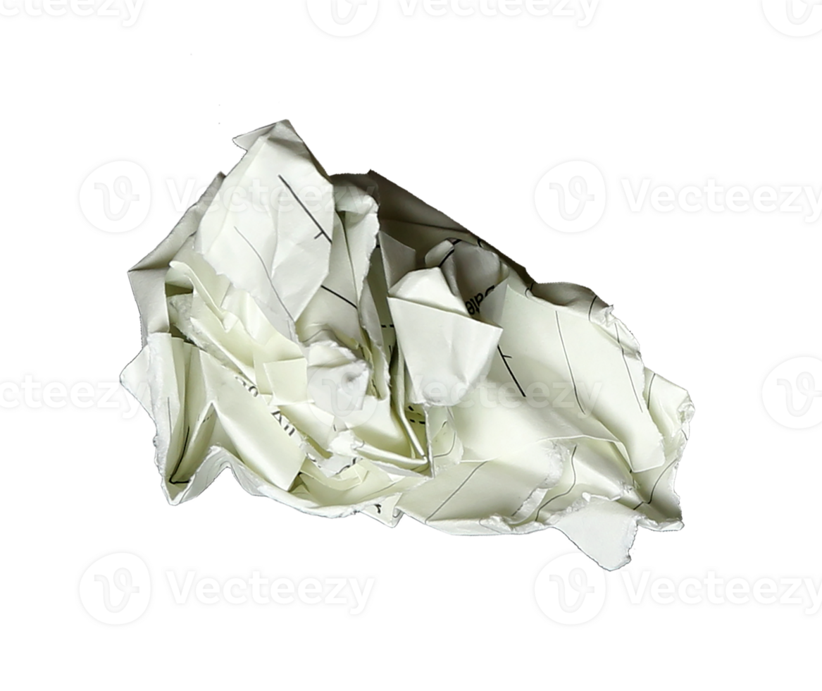 paper ball - Crumpled piece of recycled paper on transparent background png file