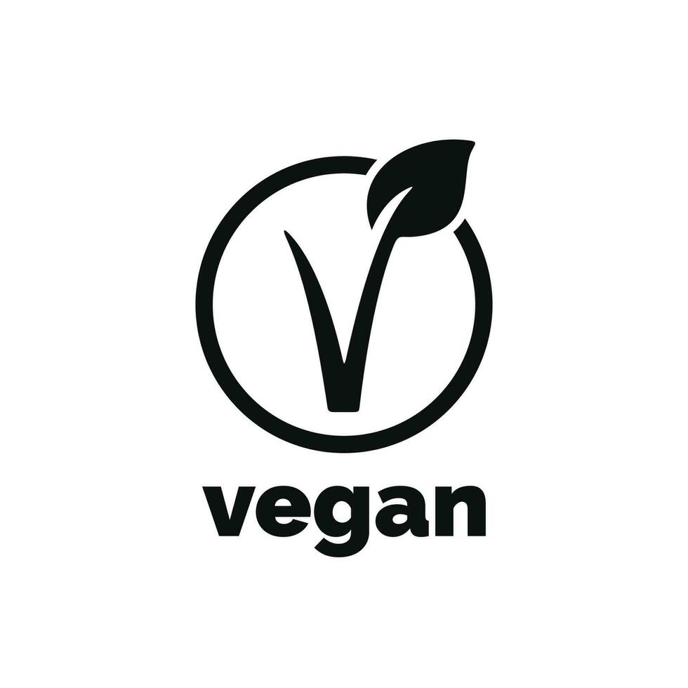 Vegan icon logo isolated on white background vector