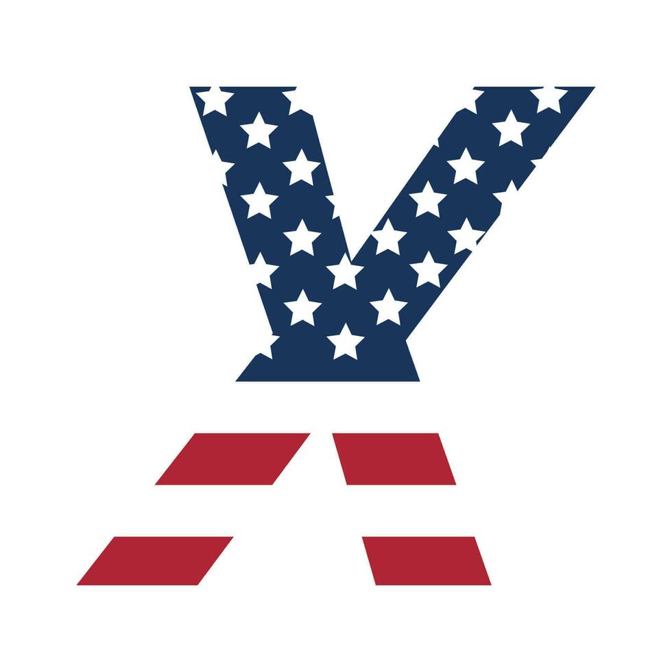 Inglés alfabeto con Estados Unidos bandera.letra X con americano bandera vector