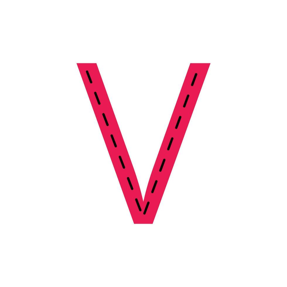 V Letter tracing.English alphabet tracing worksheet vector