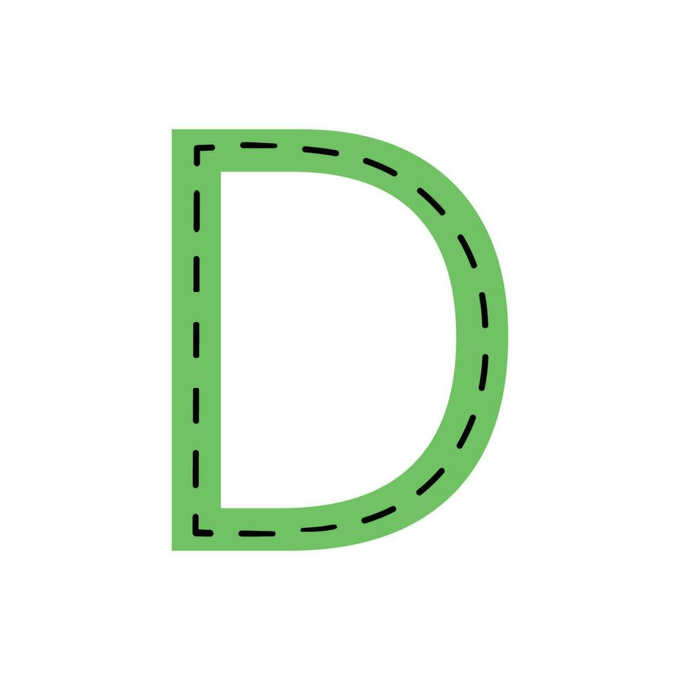D Letter tracing.English alphabet tracing worksheet vector