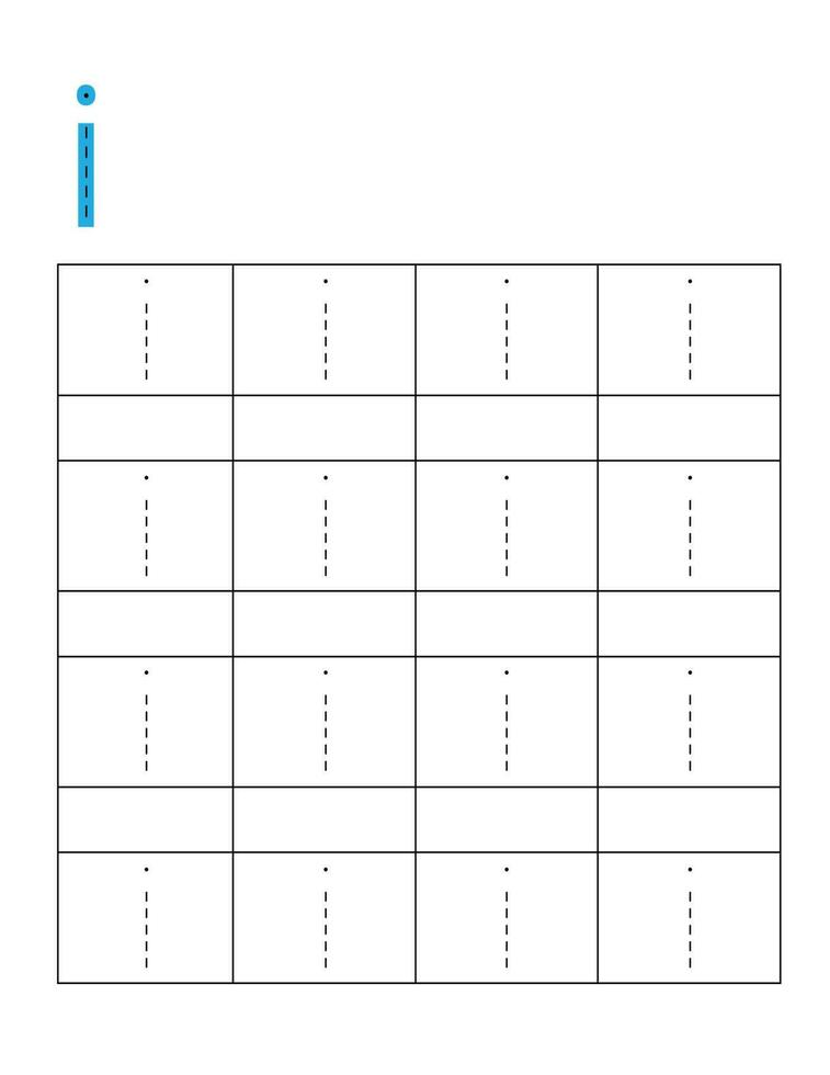Letter tracing worksheet,i vector