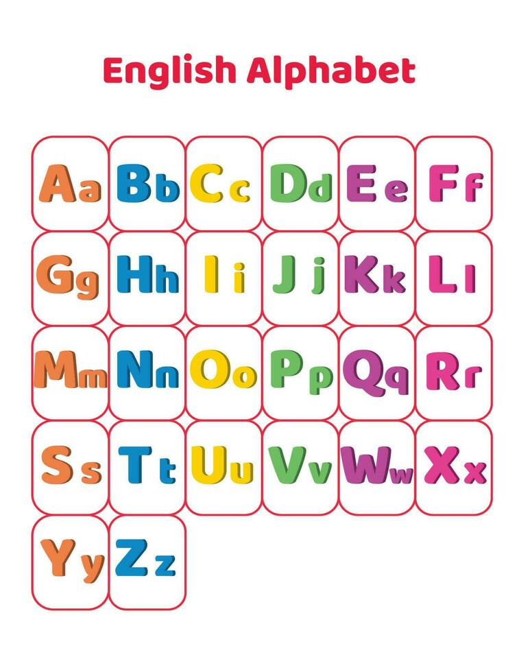 3d English alphabet chart 23959978 Vector Art at Vecteezy